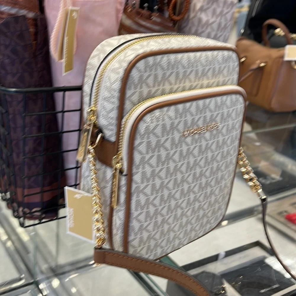 MICHAEL KORS  Jet Set Travel Medium Logo Crossbody Flight Bag # 35F1GTVC2B NWT